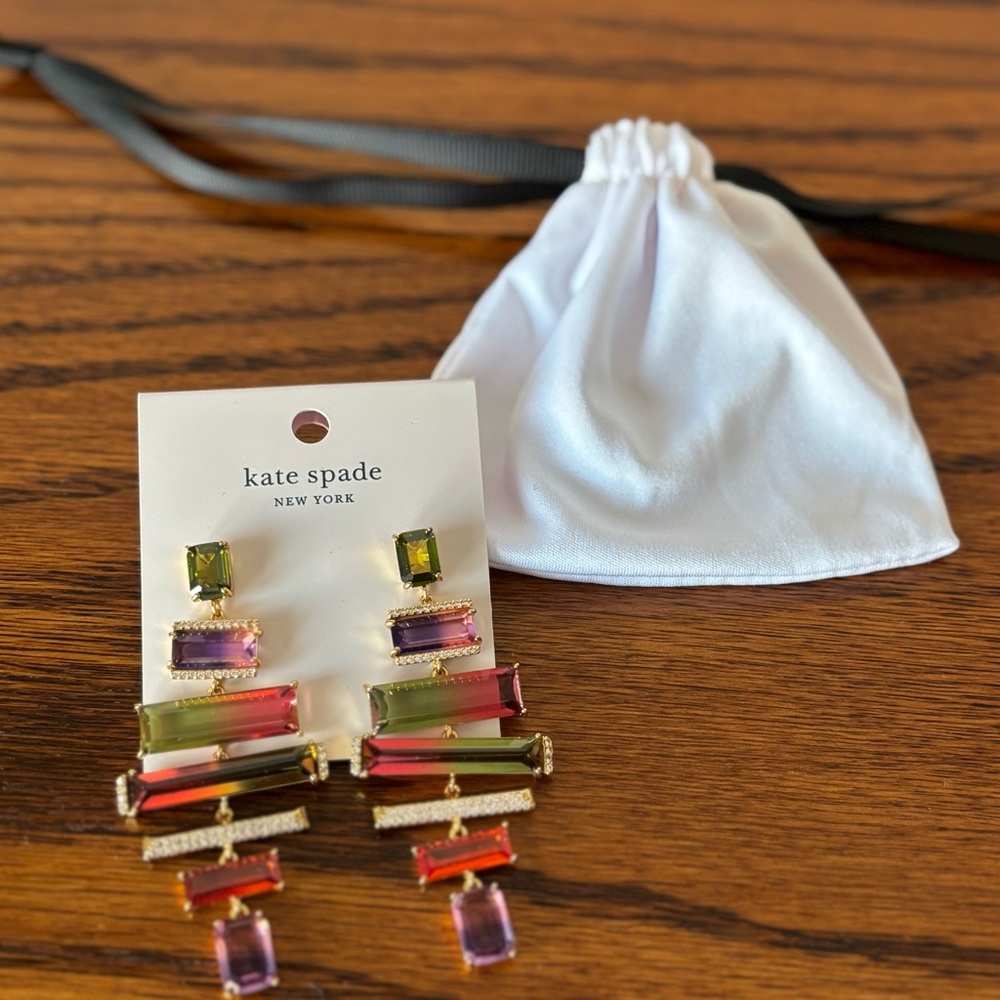 Kate Spade Earrings with Green, Pink, Purple and Orange Gems
